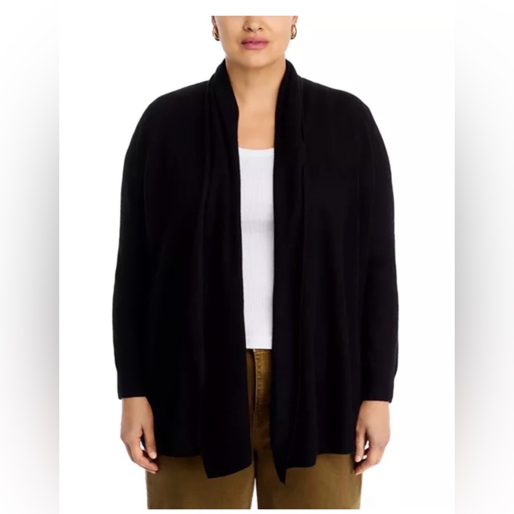 Black 100% Cashmere Open Front Cardigan (Sm)